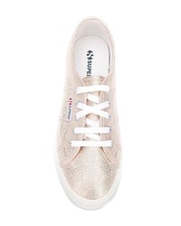 Женские розовые кожаные низкие кеды от Superga