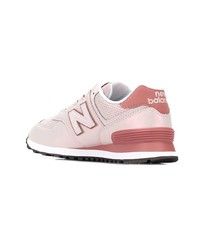 Женские розовые кожаные низкие кеды от New Balance