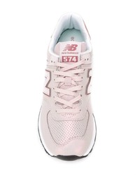 Женские розовые кожаные низкие кеды от New Balance