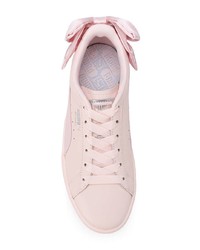 Женские розовые кожаные низкие кеды от Puma