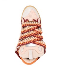 Мужские розовые кожаные низкие кеды от Lanvin