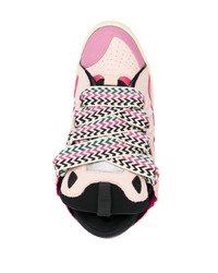 Мужские розовые кожаные низкие кеды от Lanvin