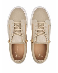 Мужские розовые кожаные низкие кеды от Giuseppe Zanotti