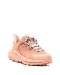 Мужские розовые кожаные низкие кеды от Hoka One One