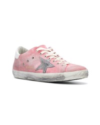 Мужские розовые кожаные низкие кеды от Golden Goose Deluxe Brand