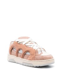 Мужские розовые кожаные низкие кеды от Paura