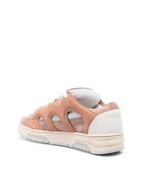 Мужские розовые кожаные низкие кеды от Paura