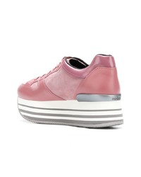 Женские розовые кожаные низкие кеды от Hogan