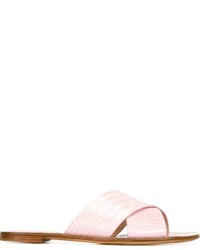 Розовые кожаные сандалии на плоской подошве от Casadei