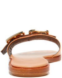 Розовые кожаные сандалии на плоской подошве от Tibi