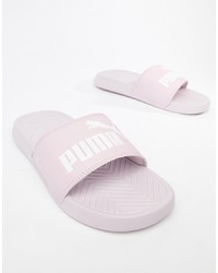 Розовые кожаные сандалии на плоской подошве от Puma