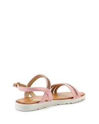 Розовые кожаные сандалии на плоской подошве от Renda
