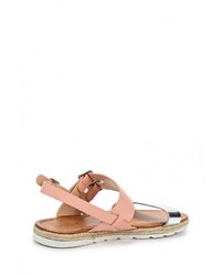 Розовые кожаные сандалии на плоской подошве от Vera Blum