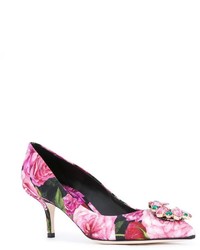 Розовые кожаные туфли с принтом от Dolce & Gabbana