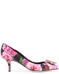 Розовые кожаные туфли с принтом от Dolce & Gabbana