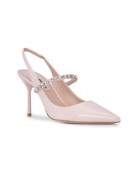 Розовые кожаные туфли с украшением от Miu Miu