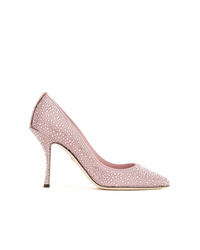 Розовые кожаные туфли с украшением от Dolce & Gabbana