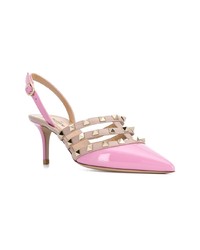 Розовые кожаные туфли с шипами от Valentino