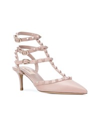 Розовые кожаные туфли с шипами от Valentino