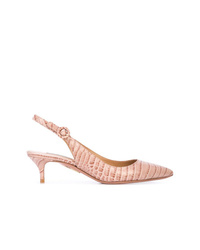 Розовые кожаные туфли со змеиным рисунком от Aquazzura