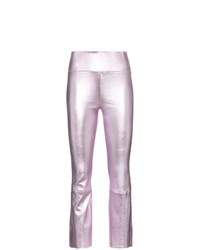 Розовые кожаные узкие брюки от Sprwmn