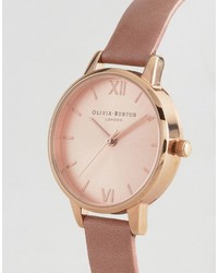 Женские розовые кожаные часы от Olivia Burton