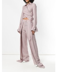 Розовые льняные широкие брюки от Preen by Thornton Bregazzi