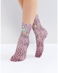 Женские розовые носки с леопардовым принтом от Asos