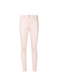 Розовые рваные джинсы скинни от AG Jeans