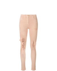 Розовые рваные джинсы скинни от Elisabetta Franchi