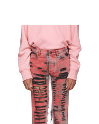 Мужские розовые рваные джинсы от Gucci