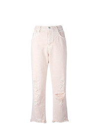 Женские розовые рваные джинсы от J Brand