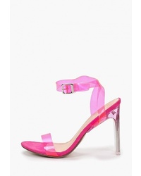 Розовые резиновые босоножки на каблуке от Sergio Todzi