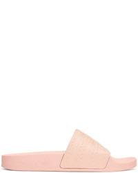 Розовые резиновые сандалии на плоской подошве от adidas