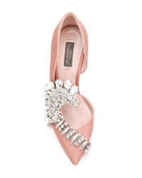 Розовые сатиновые туфли с украшением от Paula Cademartori