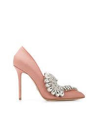 Розовые сатиновые туфли с украшением от Paula Cademartori