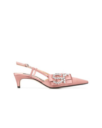 Розовые сатиновые туфли с украшением от Sergio Rossi