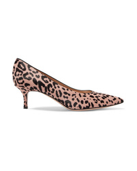 Розовые туфли из ворса пони с леопардовым принтом
