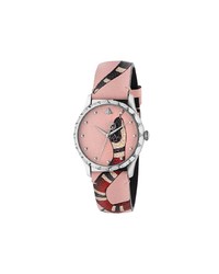 Женские розовые часы со змеиным рисунком от Gucci