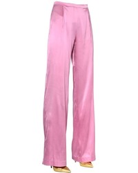 Розовые шелковые брюки
