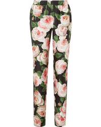 Розовые шелковые брюки-галифе с цветочным принтом