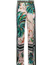 Розовые шелковые широкие брюки с принтом от Emilio Pucci