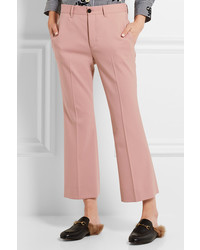 Розовые шерстяные брюки-клеш от Miu Miu