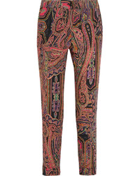 Розовые шерстяные брюки с принтом