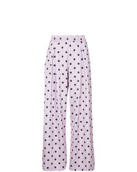 Розовые широкие брюки в горошек от Layeur