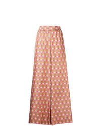 Розовые широкие брюки с геометрическим рисунком от La Doublej