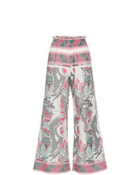 Розовые широкие брюки с принтом от Celia Dragouni