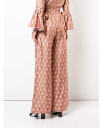 Розовые широкие брюки с принтом от La Doublej