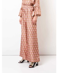 Розовые широкие брюки с принтом от La Doublej