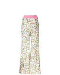 Розовые широкие брюки с цветочным принтом